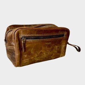 New Distressed Buffalo Leather Toiletry Travel Bag